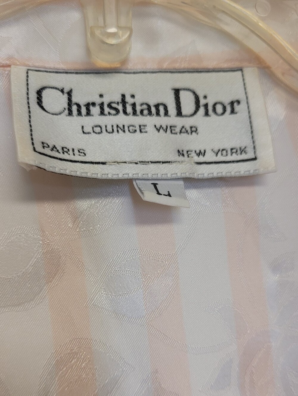Vintage Christian Dior Pink Satin Jacquard Lounge Robe Housecoat Size L - Picture 2 of 13